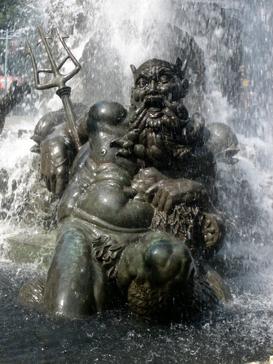 Detail of Bailey Fountain, Grand Army Plaza, Brooklyn, New York, by sculptor Eugene Francis Savage, 1932