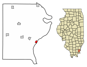 Location of Old Shawneetown in Gallatin County, Illinois.