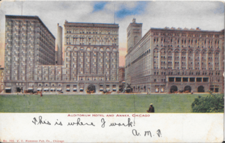 Chicago Auditorium Building Postcard 1906 (Front)