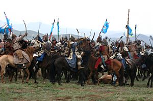Mock Mongolian battle at Khaan Quest 07