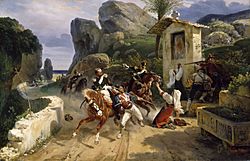 Horace Vernet - Italian Brigands Surprised by Papal Troops - Walters 3754
