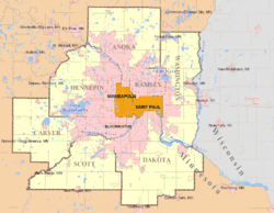 Location of Lake Harriet in Minnesota, USA.