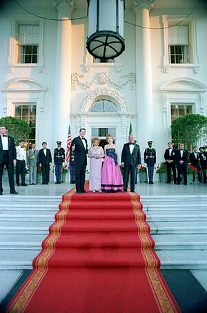 President Ronald Reagan and Nancy Reagan with João Figueiredo and Dulce Figueiredo