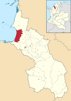 Location of the municipality and town of Tolú in the Sucre Department of Colombia.