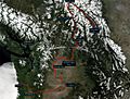 Columbia River route on satellite image