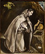 Saint Francis Kneeling in Meditation, by El Greco, Spanish, c. 1605-1610, oil on canvas - Meadows Museum - Southern Methodist University - DSC05278