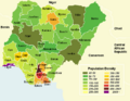 Population density map of Nigerian states - English