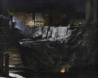 GW Bellows Aushubarbeiten bei Nacht 1909