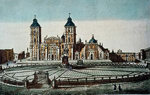 Vista de la gran plaza de México alrededor de 1800