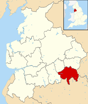 Rossendale shown within Lancashire and England