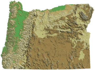 Oregon DEM relief map