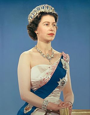 Queen Elizabeth II official portrait for 1959 tour (retouched) (cropped) (3-to-4 aspect ratio)