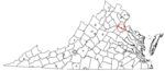 State map highlighting Fredericksburg