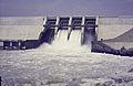 ASC Leiden - Rietveld Collection - Nigeria 1970 - 1973 - 01 - 083 Kainji Dam. The water flows from four openings