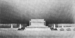 View of the approved 1926 plan for Arlington Memorial Bridge eastern approaches at the Lincoln Memorial