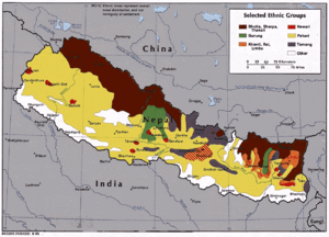 Groups of people and languages in the Himalayan area