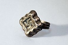 Pagan Lithuanian 13th-14th century ring with a solar symbol (found in Kernavė, Lithuania)