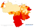 Venezuela 2011 Ameridian population proportion map