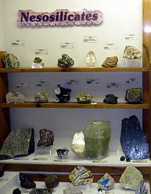 Nesosilicates exhibit, Museum of Geology, South Dakota