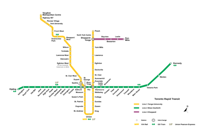 Toronto rapid transit map 2023