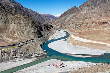 Confluence of Indus and Zanskar rivers