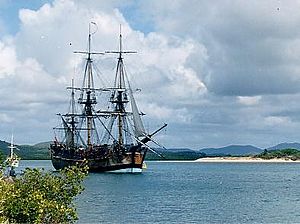 Endeavour replica in Cooktown harbour