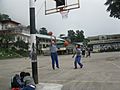 Girls play basketball in Dharmsala, India
