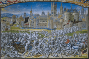 Chroniques de Froissart (15e eeuw) - Slag op het Beverhoutsveld.png