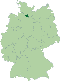Position of Hamburg within Germany