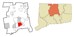 Wethersfield's location within Hartford County and Connecticut