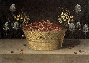 Blas de Ledesma - Basket of Cherries and Flowers - WGA12626