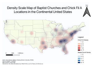 Check-fil-A and Baptist Church Heat Map