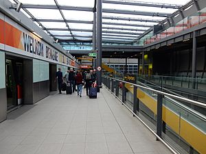 Gatwick Airport North Terminal shuttle transit arrival platform look north
