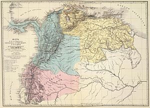 Mapa de Venezuela, N. Granada y Quito, 1821