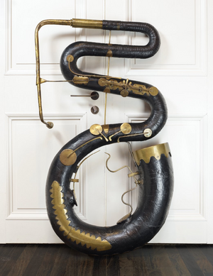 MIMEd L 2929. Contrabass serpent, nominal pitch 16-ft C (against door)
