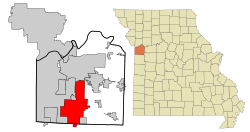 Location of Lee's Summit in Jackson County and the U.S. state of Missouri