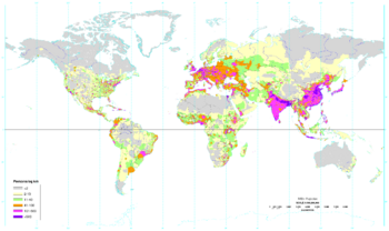 World population density 1994 - with equator