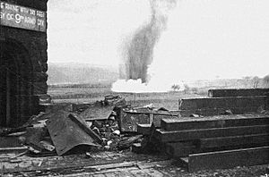 German bombs near Ludendorff Bridge