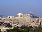 Look at the Acropolis hill from a distance, Parthenon visible