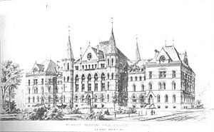 Original Peabody Museum, Yale University. Architectural sketch by J. Cleaveland Cady