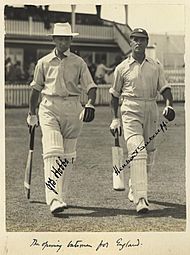 StateLibQld 1 233104 Autographed photograph of the English batsmen, Jack Hobbs and Herbert Sutcliffe, 1928