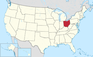 Map of the United States with Ohio highlighted