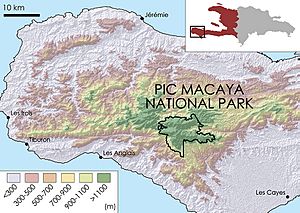 Pic Macaya national park topographic map