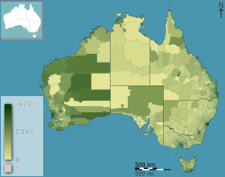 Australian Census 2011 demographic map - Australia by SLA - BCP field 1926 Total Year of arrival 1981 1990