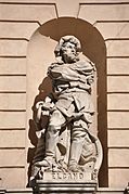 Barcelona. Passeig de Gràcia 60 (Olano House). Façade sculpture- Juan Sebastián Elcano (1884). Francesc Font, sculptor (15032047824)