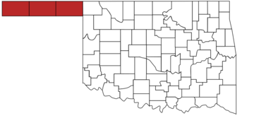 Map of Oklahoma highlighting Panhandle