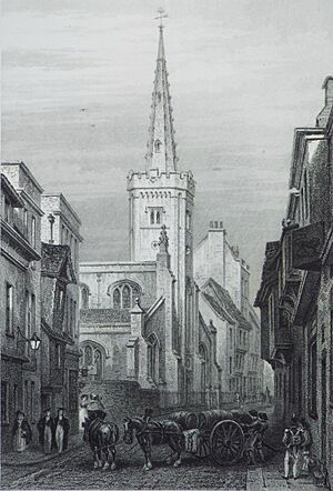 St Clements Church Cambridge Engraving