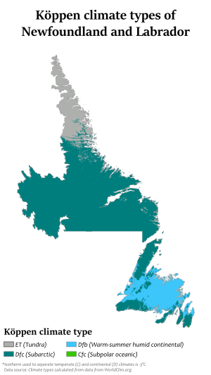 Newfoundland and Labrador Köppen