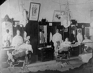 African-American barbershop in Aberdeen, Mississippi (circa 1920)