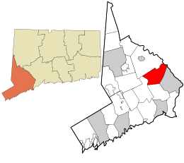 Location in Fairfield County and the state of Connecticut